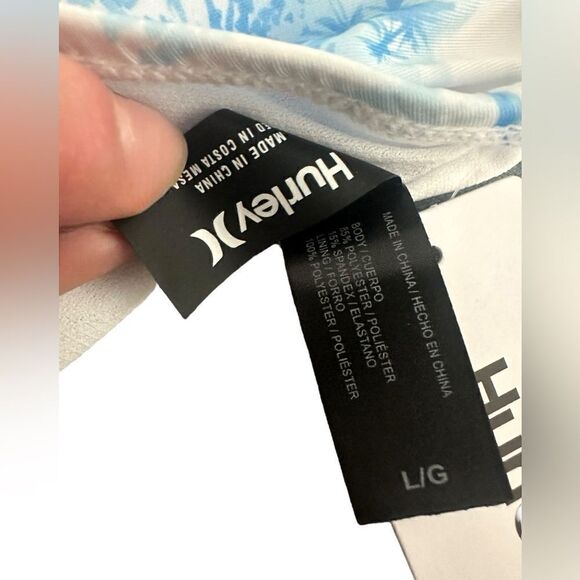 HURLEY Tropical Palm Tree Blue Cutout One Piece Swimsuit Size L - Picture 12 of 15